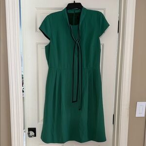 J. Crew Green Midi Dress with Tie Detail